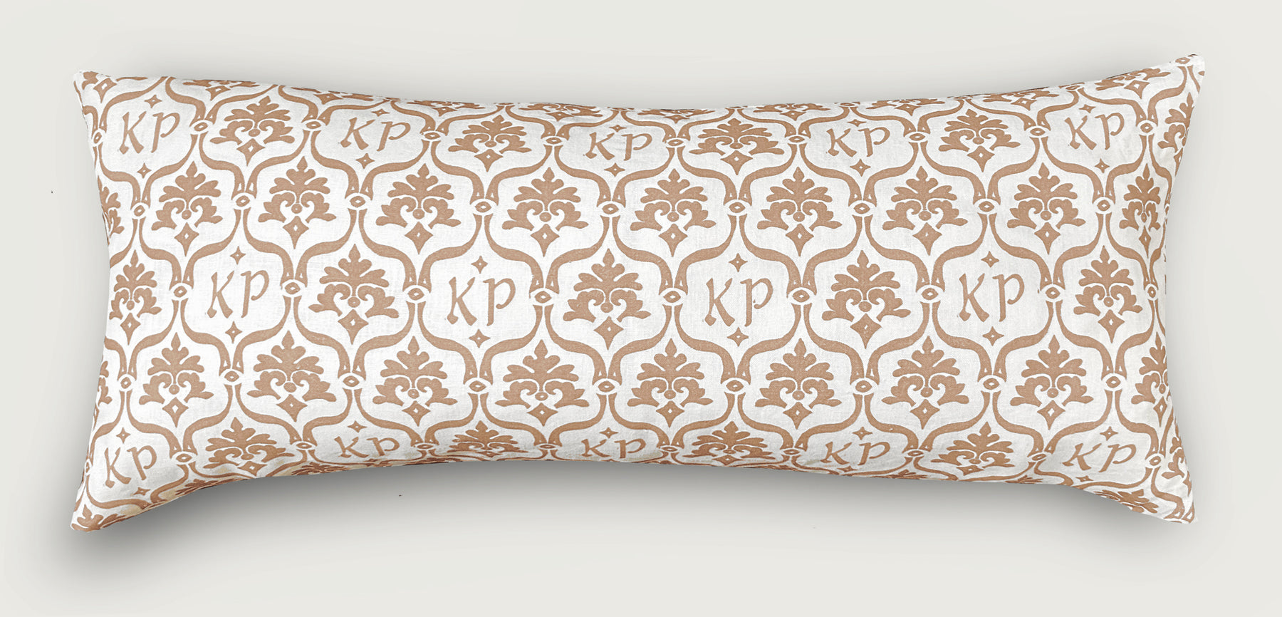 Custom “Crest” Monogram Pillow in Sparrow Beige