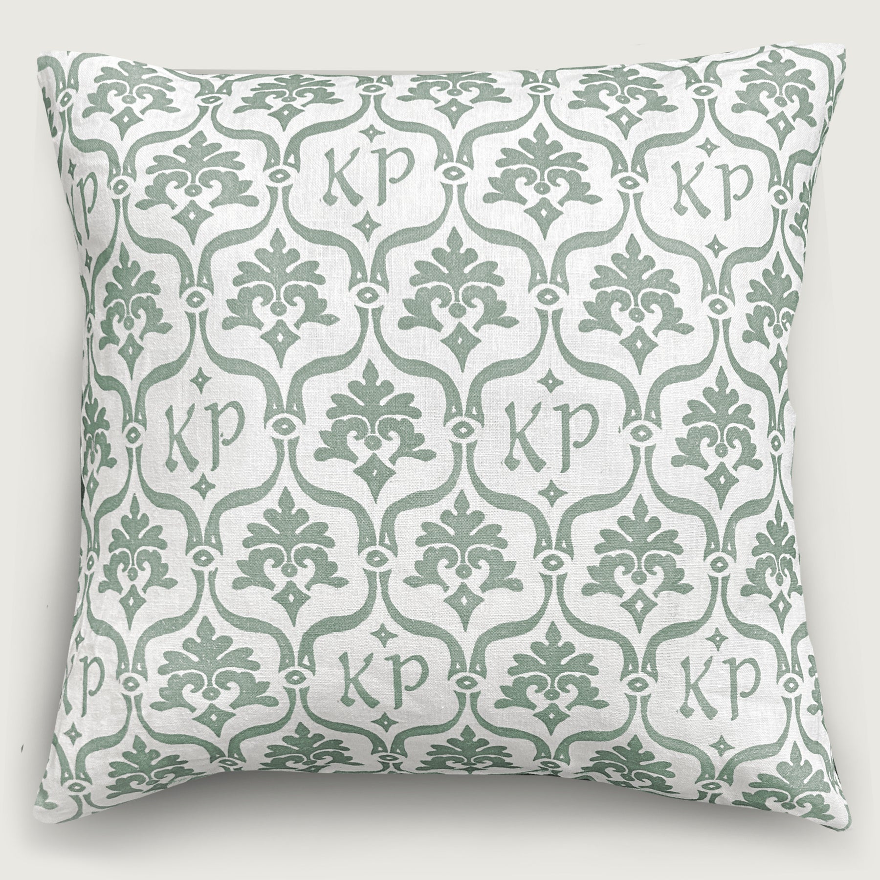 Custom “Crest” Monogram Pillow in Woodland Green