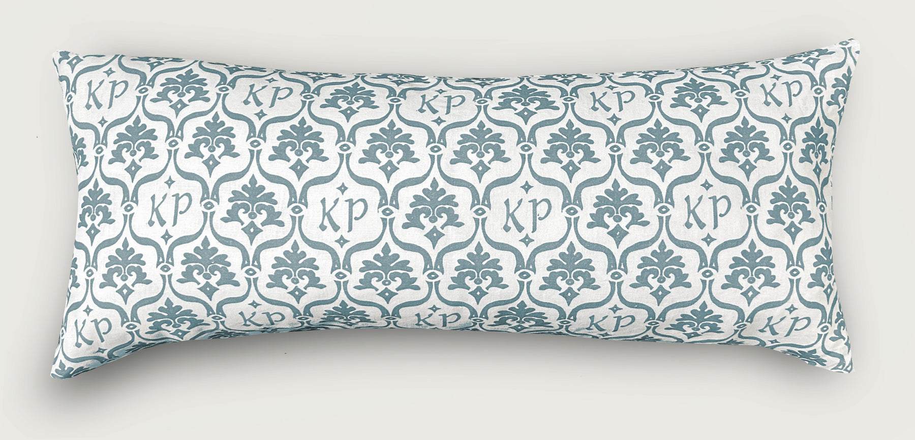 Custom “Crest” Monogram Pillow in Sky Teal