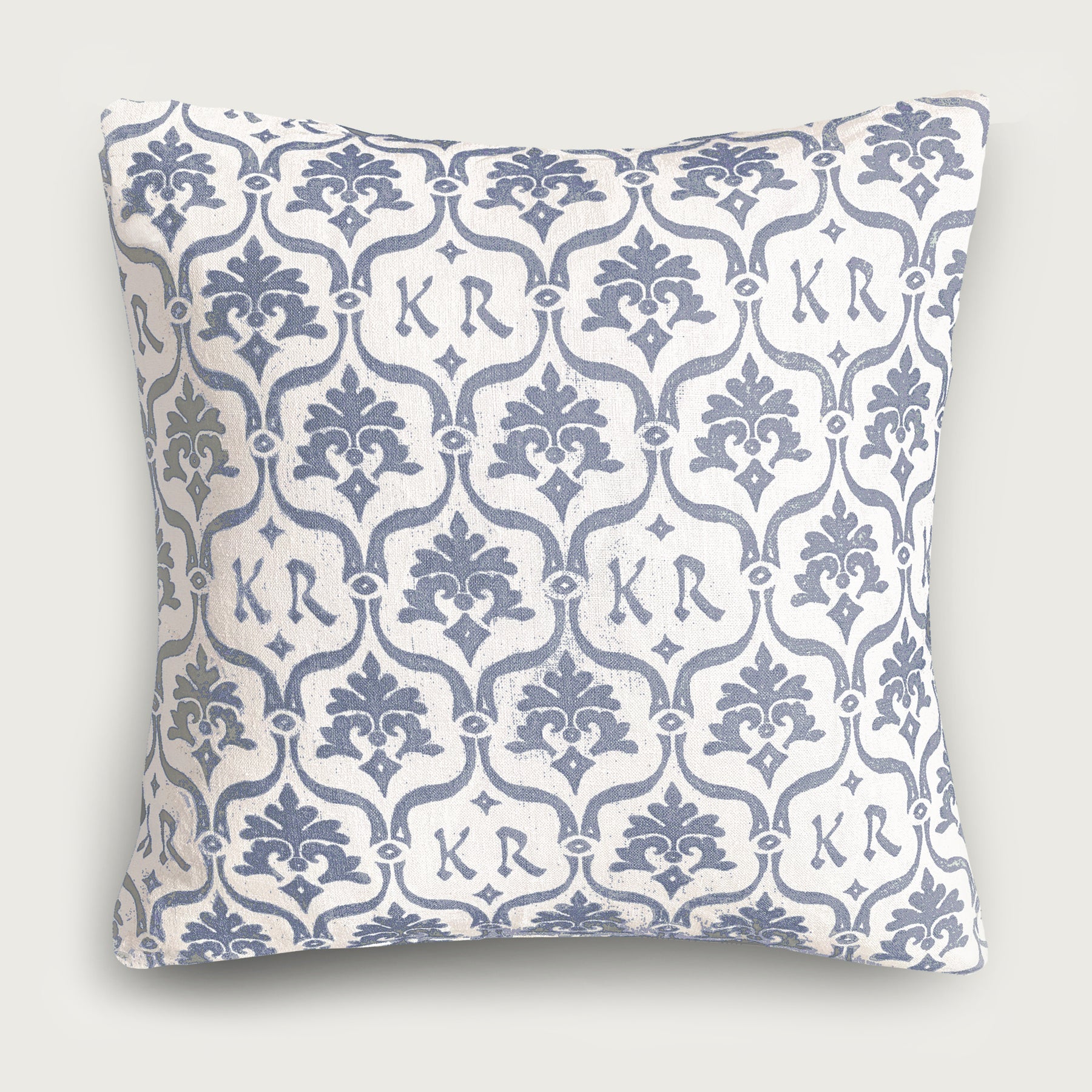 Custom “Crest” Monogram Pillow in Lake Blue