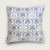 Custom “Crest” Monogram Pillow in Lake Blue