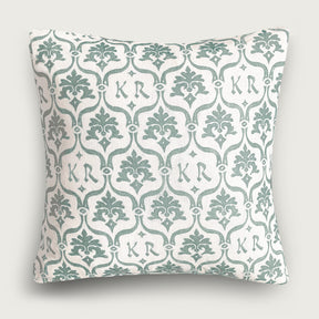 Custom “Crest” Monogram Pillow in Woodland Green