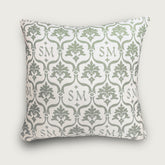 Custom “Crest” Monogram Pillow in Woodland Green