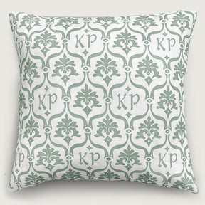 Custom “Crest” Monogram Pillow in Woodland Green